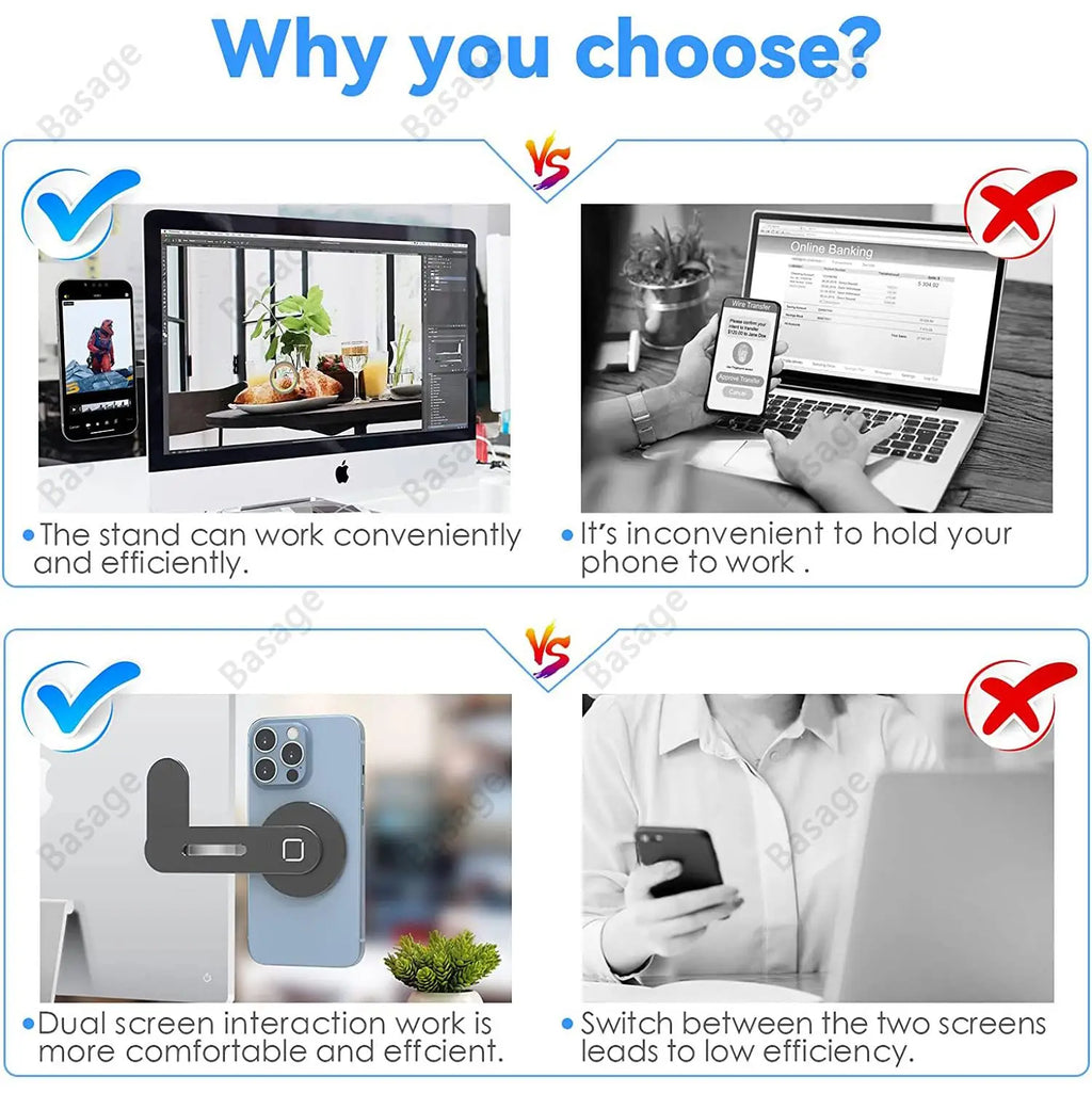 FlexMount | Magnetischer Smartphone-Halter für Laptop & Monitor | Klappbar aus Aluminium