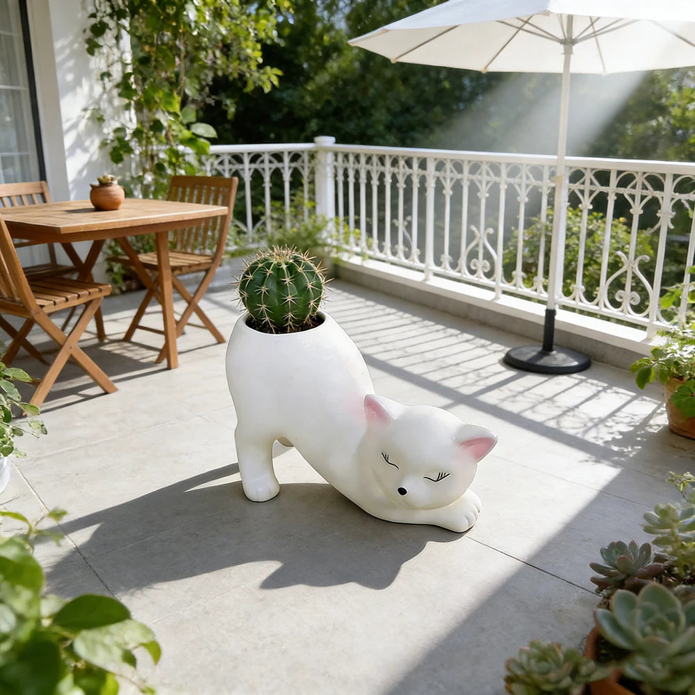 CatGarden Cartoon Katzen-Schwanz Blumentopf | Kreative Pflanzendeko | Sukkulenten & Kakteen für Garten, Balkon & Zuhause