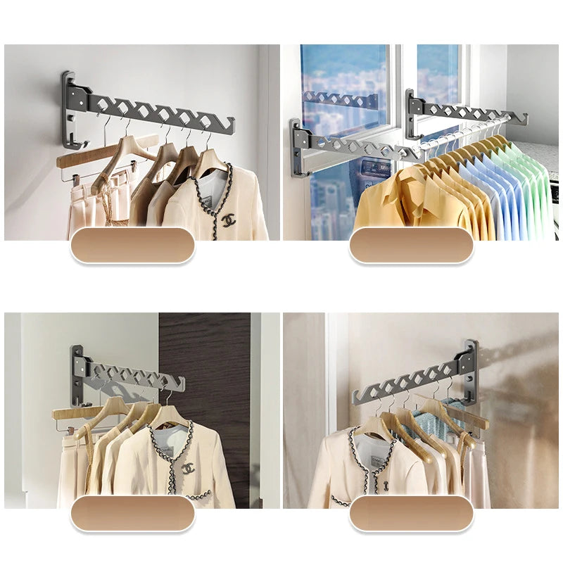 Aerlivo Wand Wäscheständer 180° Schwenkbar | Klappbar | Aluminium 13 x 34 x 3 cm
