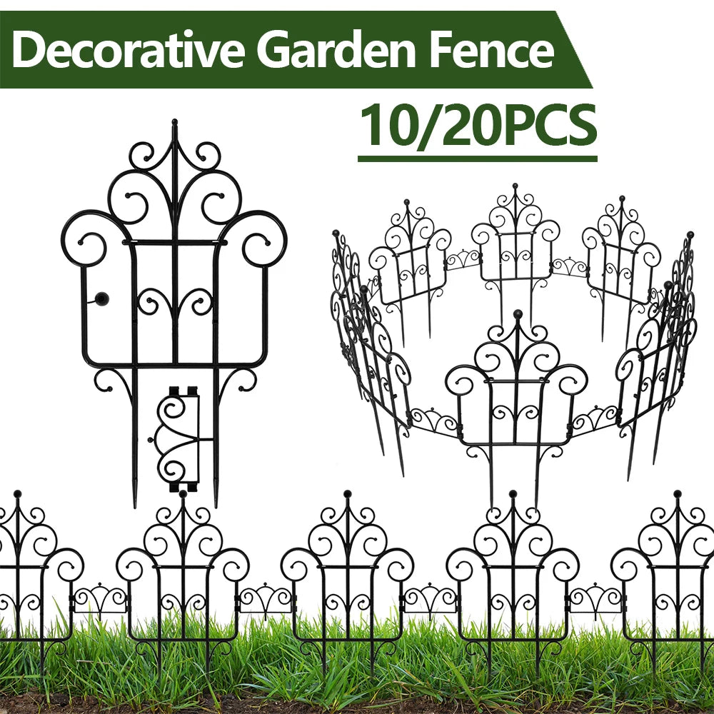 FlexiGarden Dekorativer Gartenzaun | Kunststoff | 40 cm hoch | Faltbar & Multifunktional | 10er Set