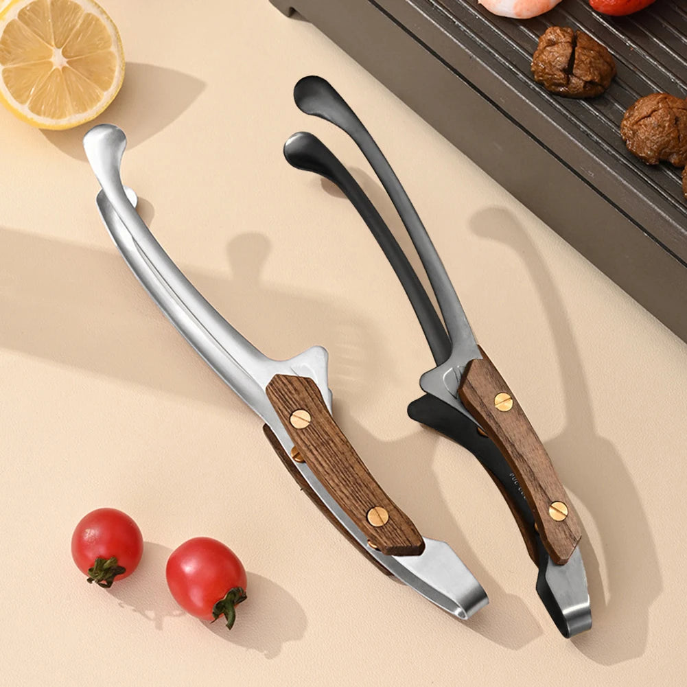 Bravion Grillzange Edelstahl | Hitzebeständig | Holzgriff | 25,5 cm BBQ Zange