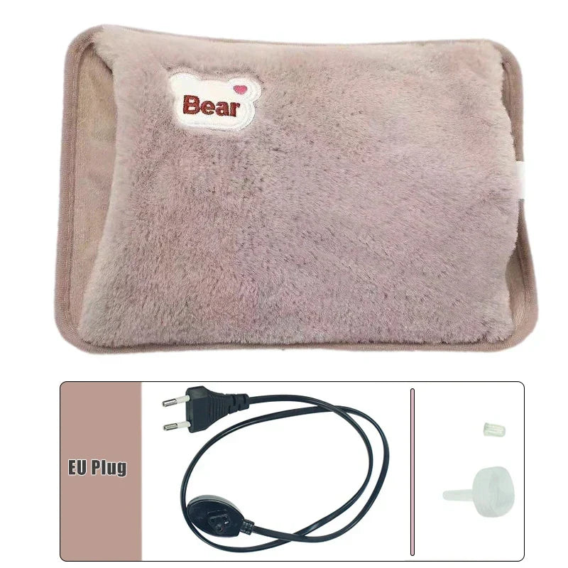 Electric Hot Water Bottle HeatHug | Rechargeable Hand & Body Warmer | Plush Rabbit Fur Material | Safe & Explosion-Proof