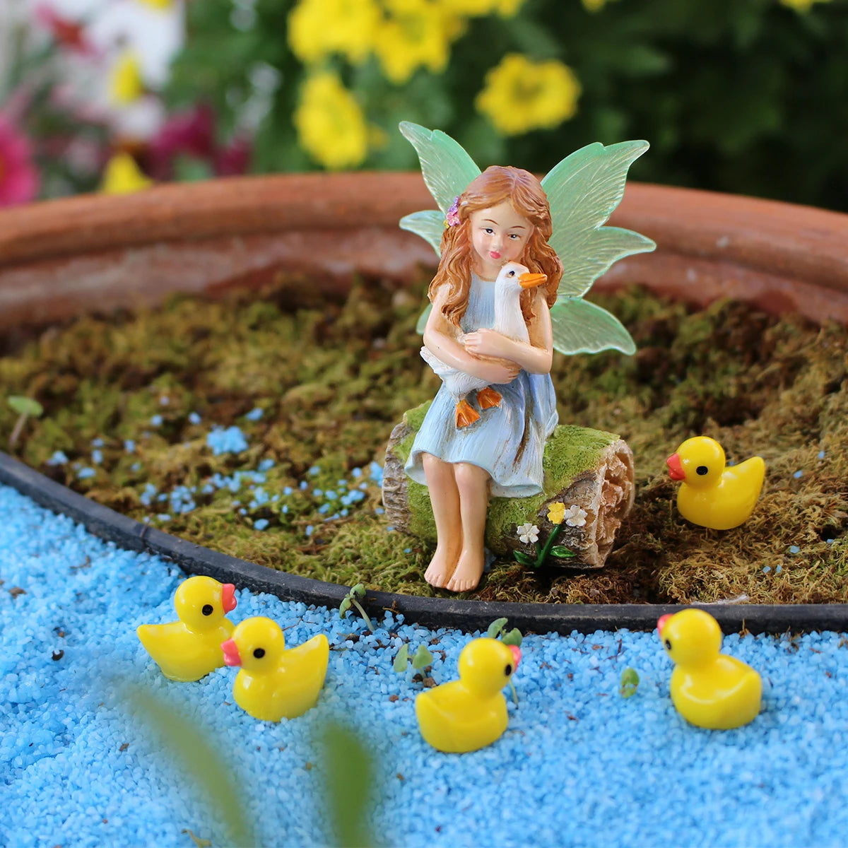 Fioralya Feen Gartenfigur Set | Blumentopf Deko | Resin | Märchenhafte Miniatur