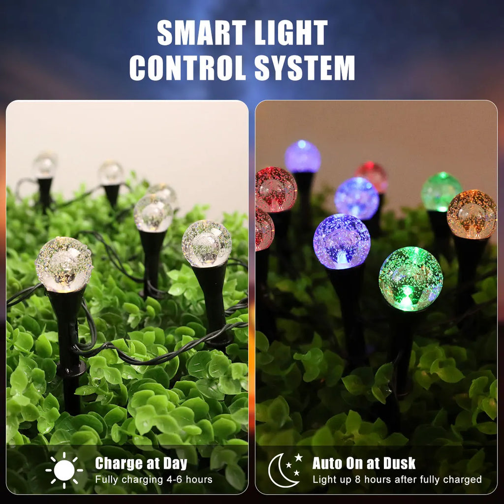 Lumivia Solar-Lichterkette mit Kugelleuchten | 30 LED | Wetterfest | Garten- & Wegbeleuchtung