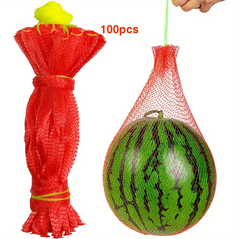 GrowLift Pro Fruchtnetz 100er Set | Tragfähiges Gartennetz | 30 cm | Für Melonen & Wassermelonen