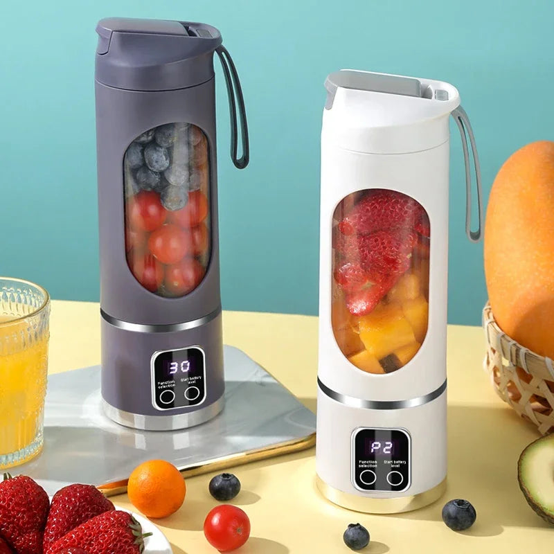 Fruvella Tragbarer Mini-Smoothie-Mixer | 450 ml | 10 Edelstahlklingen | USB wiederaufladbar | Eis- & Saftzerkleinerer