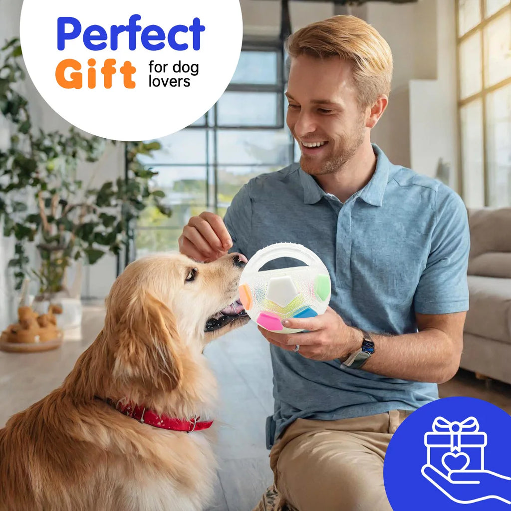 FurVivo Hundespielzeug Ball | Football-Design | Robuster Kautschuk | Quietschend & Zahnfreundlich