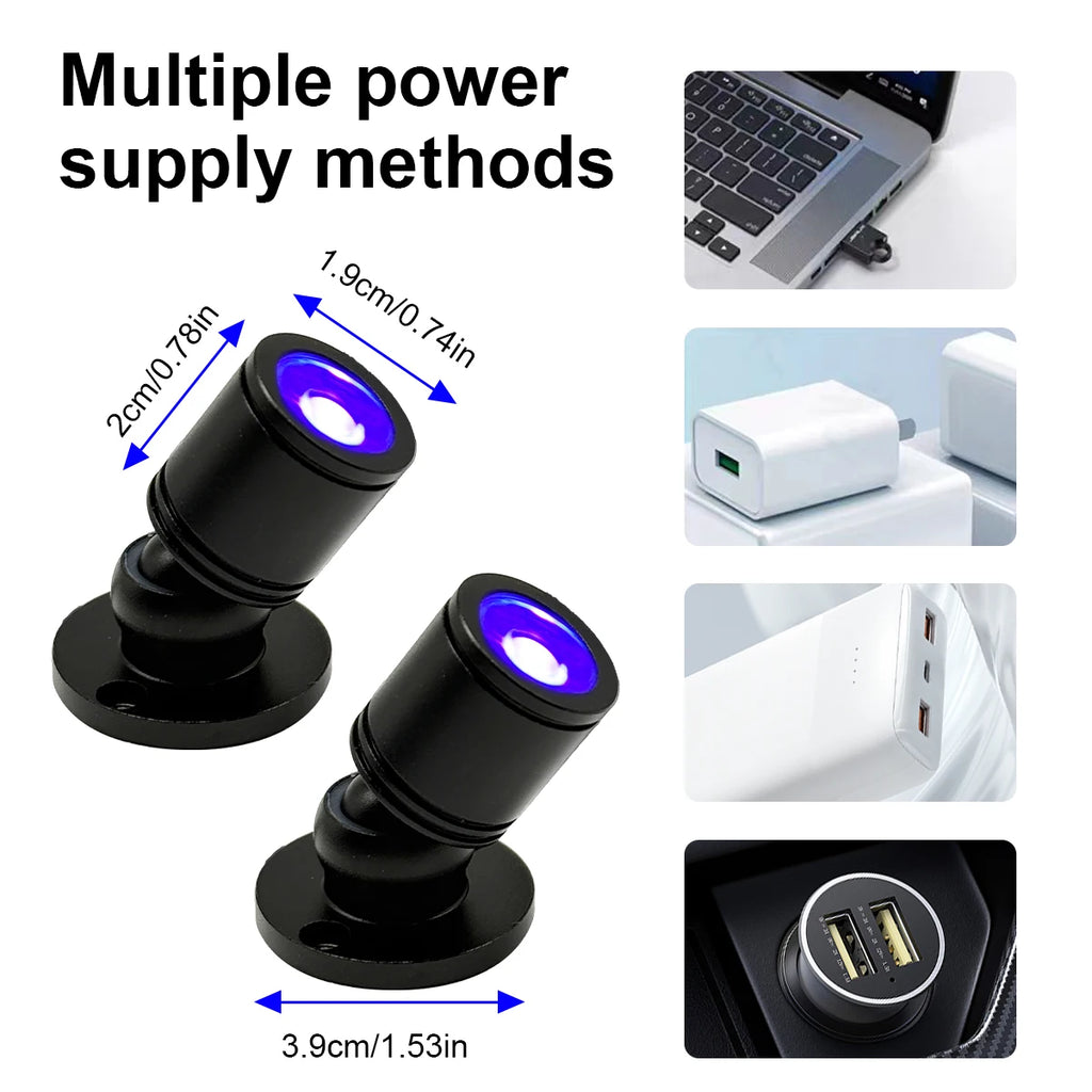 Noctilux | UV-Schwarzlichtlampe | 2–4 LED Spots | 1W UV-Beleuchtung | Für Vitrinen, PC-Gehäuse & Dekoration