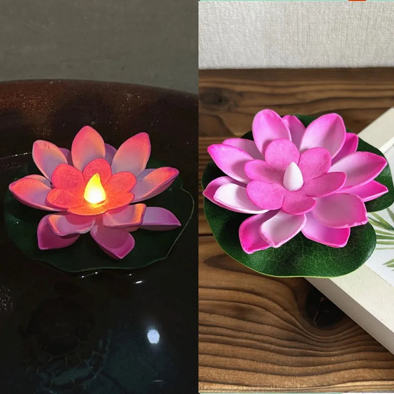 Floating Lotus Lamp LUMILYA | LED Water Sensor | Warm White Light | For Pond, Garden & Parties