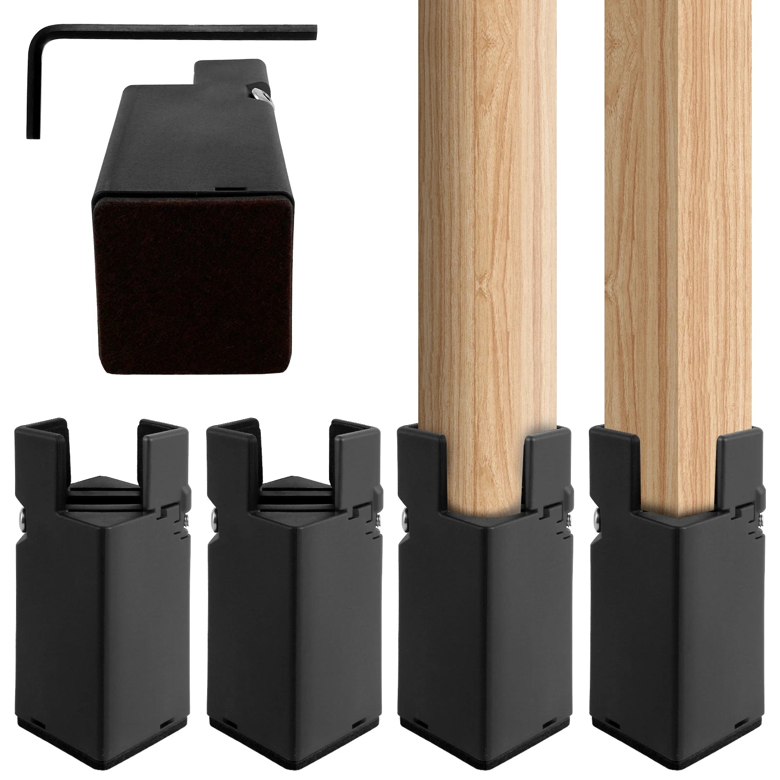 Elevato 4er-Set Verstellbare Möbelfüße | Aluminium | Stuhl, Sofa & Tisch | 5–10 cm Höhe