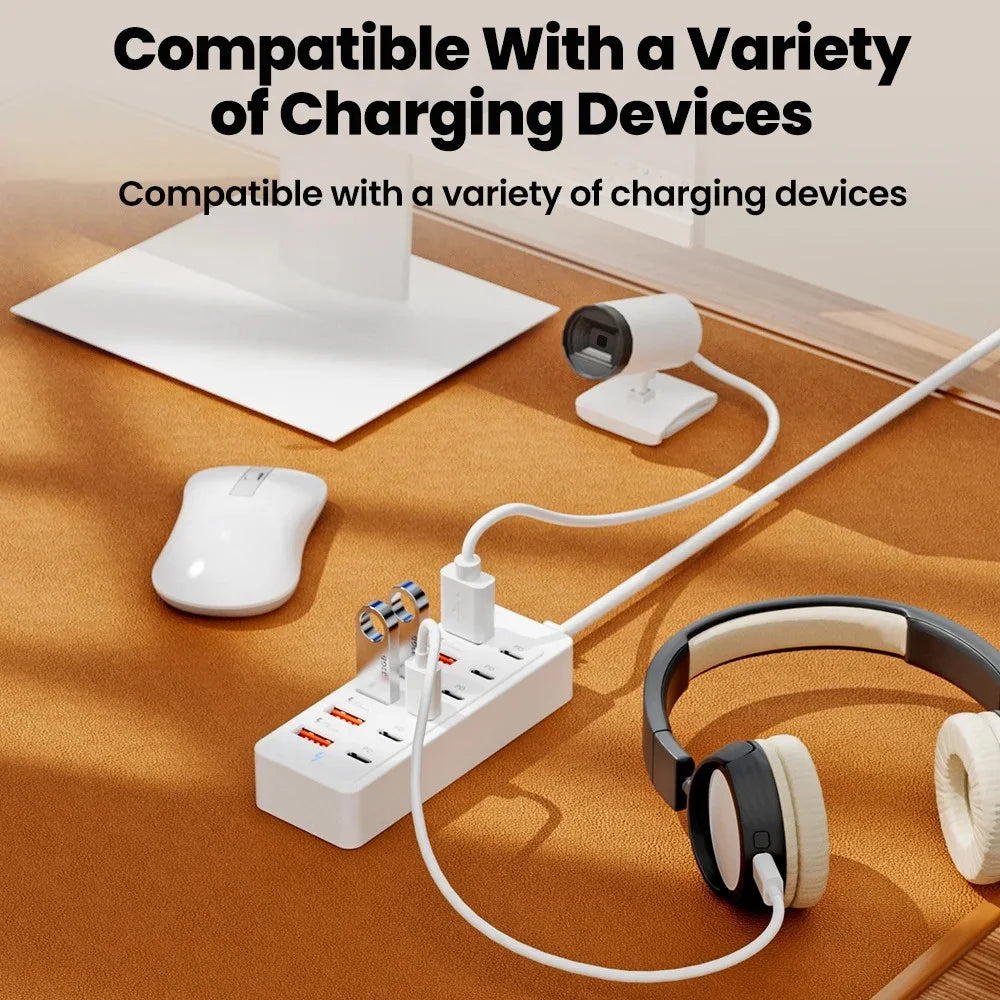 ChargeDock Pro 12-in-1 Steckdosenleiste | USB-C Schnelllade-Station | Multiport Desktop/Wand | USB Hub | Home & Office
