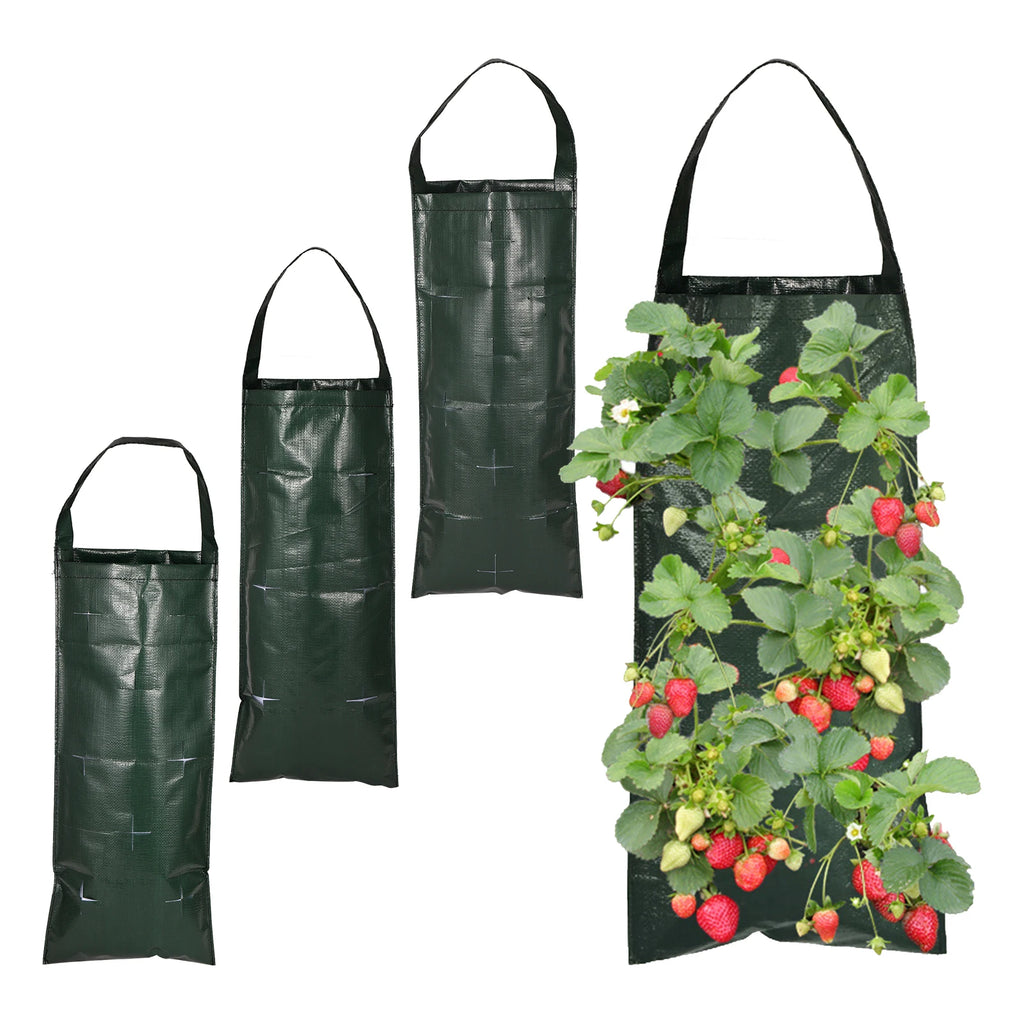 VertiGrowa | Vertikaler Pflanzsack mit 6/8/10 Pflanztaschen | Platzsparender Wandgarten aus PE | Für Erdbeeren, Kräuter & Gemüse