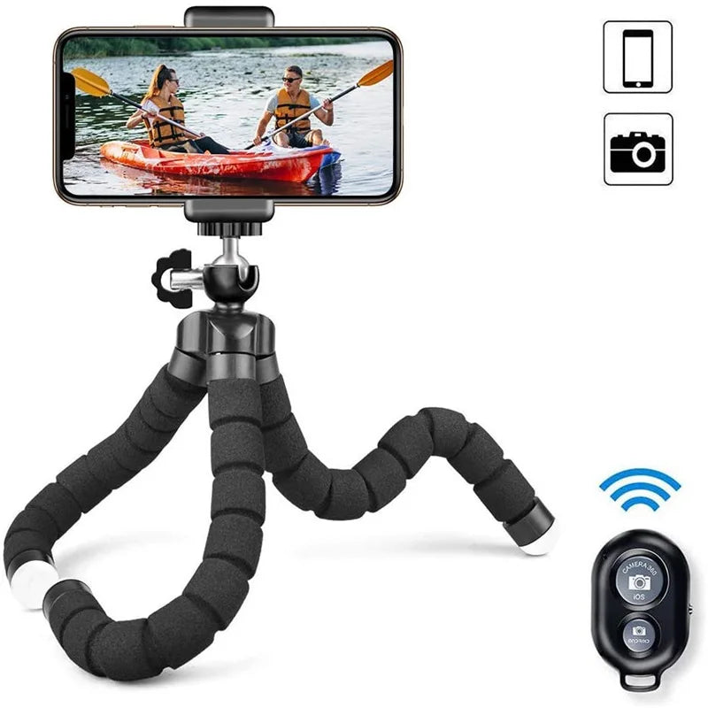 FlexiShot | Mini Octopus-Stativ für Smartphone & Kamera | Flexibles Dreibein mit Universalhalterung