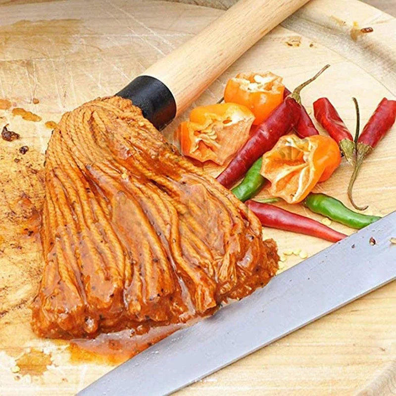 GRILORIA BBQ Grillpinsel Set | Baumwollkopf | Holzgriff | Für Marinade & Öl