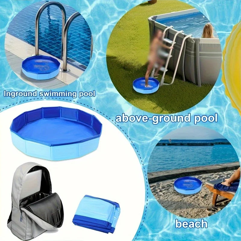 PoolStep Clean Faltbares Fußbad für Pool | PVC Fußwanne tragbar | Zum Füße reinigen vor dem Pool | Outdoor Poolzubehör | Platzsparend