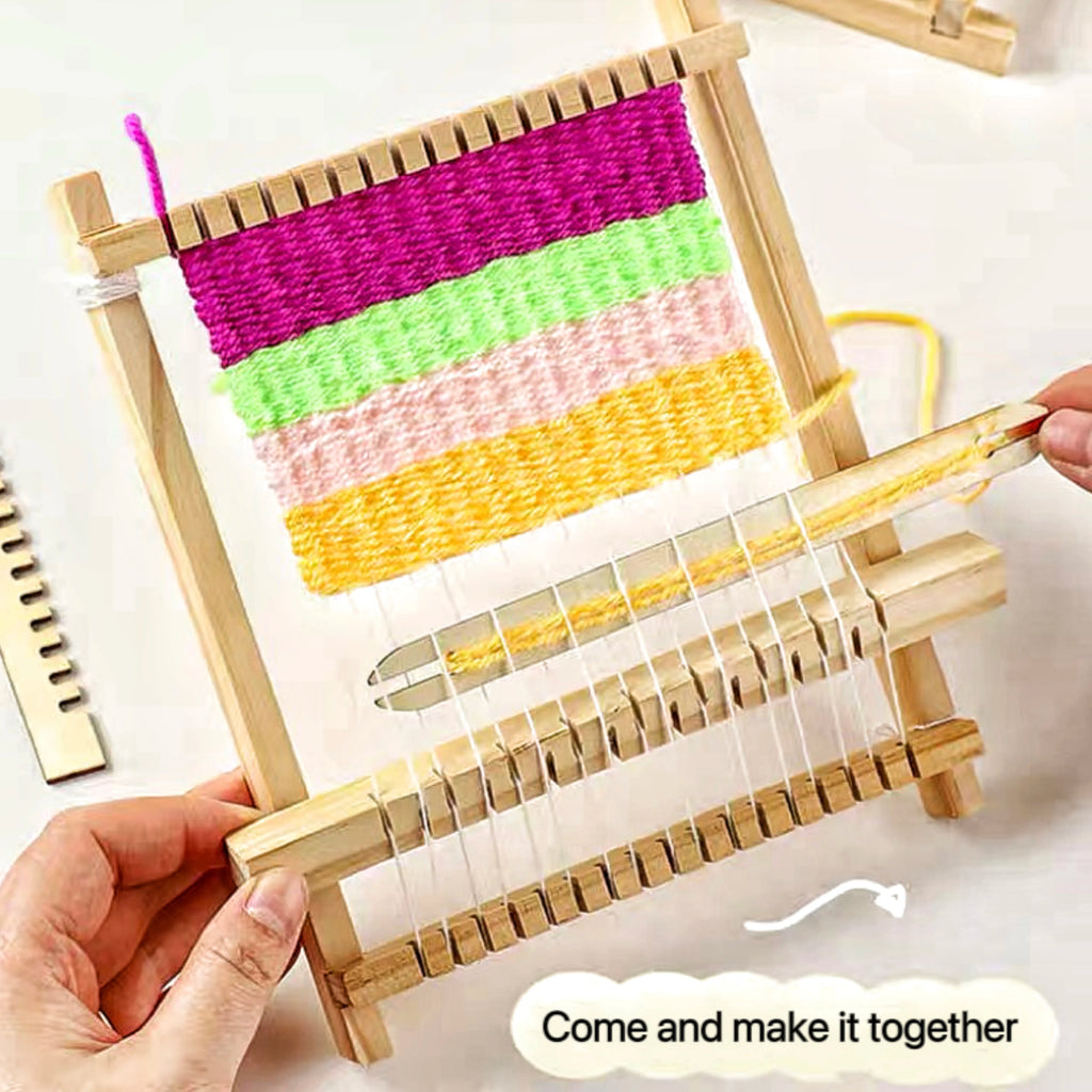 WEAVOLI Webstuhl Kinder Holz | DIY Webset | Handwebrahmen mit Zubehör | Kreatives Lernspielzeug