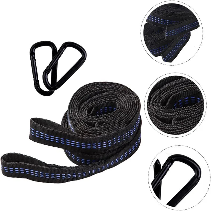 Hängkraft Hängematten Befestigungsset | 600 lbs Tragkraft | Polyester Gurte mit 5 Ringen | 2er Set