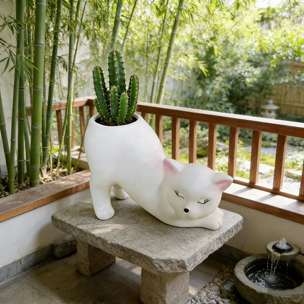 CatGarden Cartoon Katzen-Schwanz Blumentopf | Kreative Pflanzendeko | Sukkulenten & Kakteen für Garten, Balkon & Zuhause