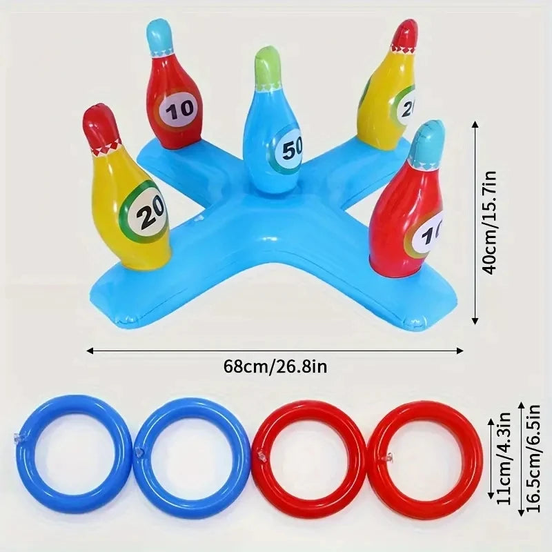 AquaStrike Aufblasbares Bowling Wurfspiel | Wasser Spielset für Kinder & Familie | Leicht & Tragbar