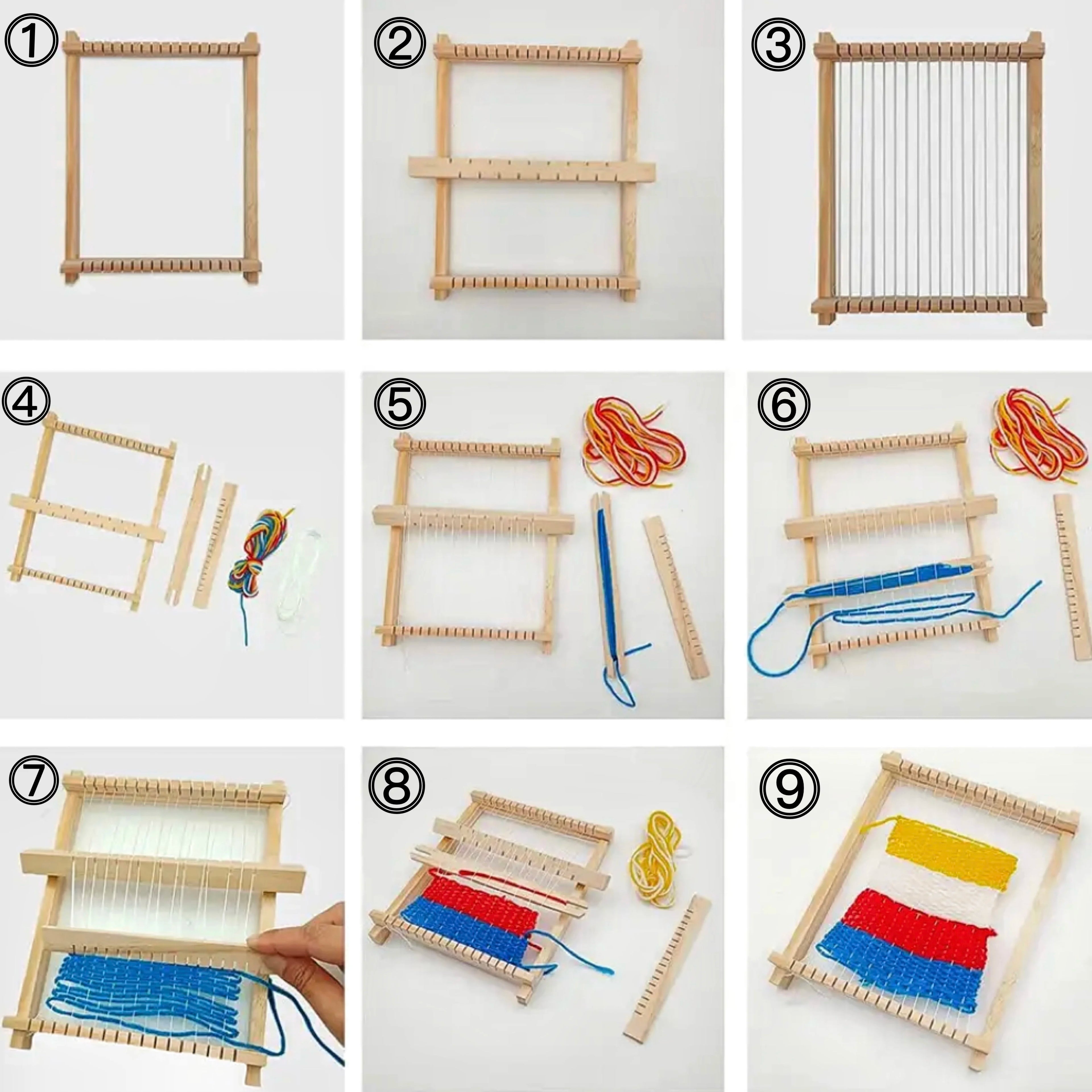 WEAVOLI Webstuhl Kinder Holz | DIY Webset | Handwebrahmen mit Zubehör | Kreatives Lernspielzeug