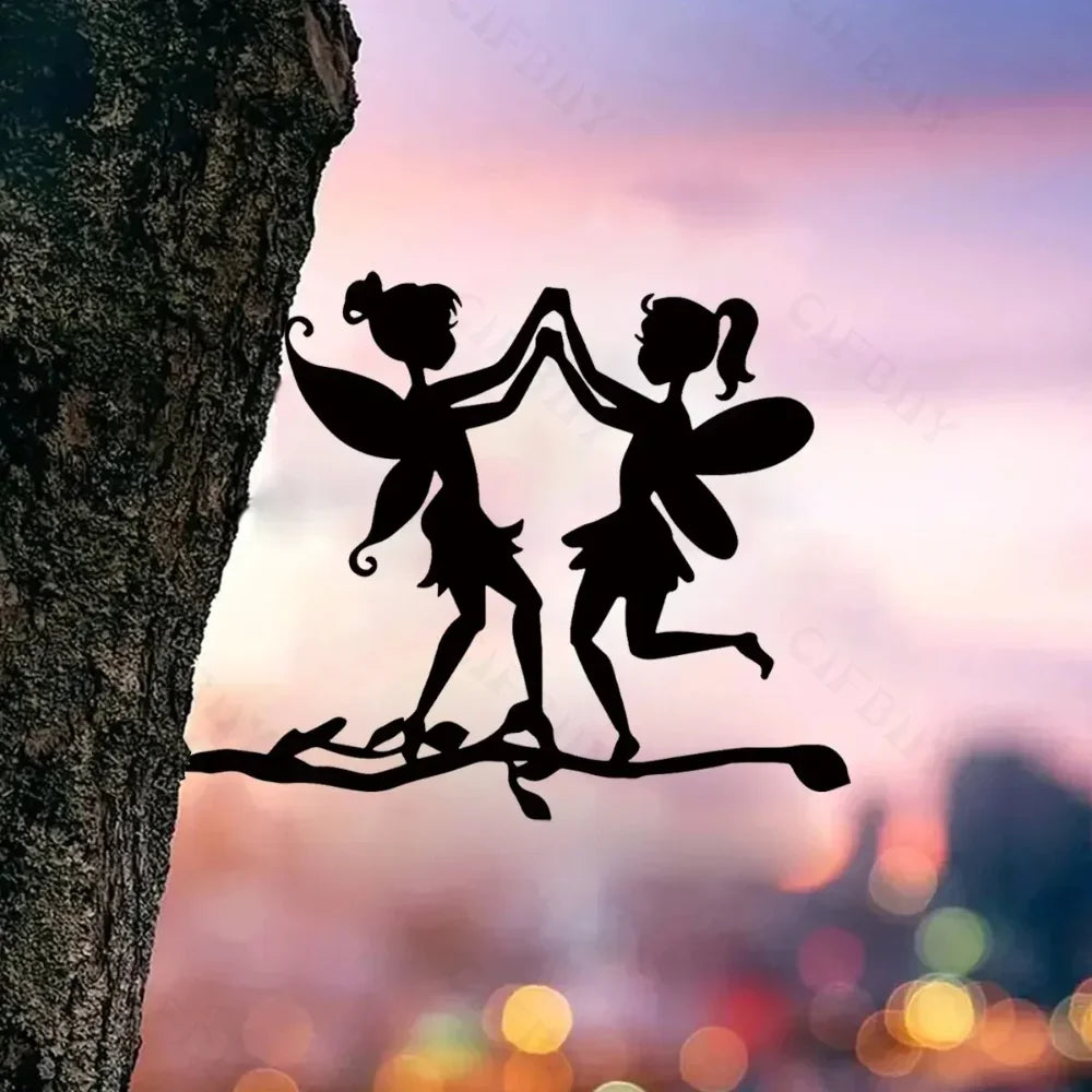 ArtVireo Metall-Vogelbaum & Gartenkunst | Silhouette Vögel/Drachen/Feen/Hunde | Außendekoration