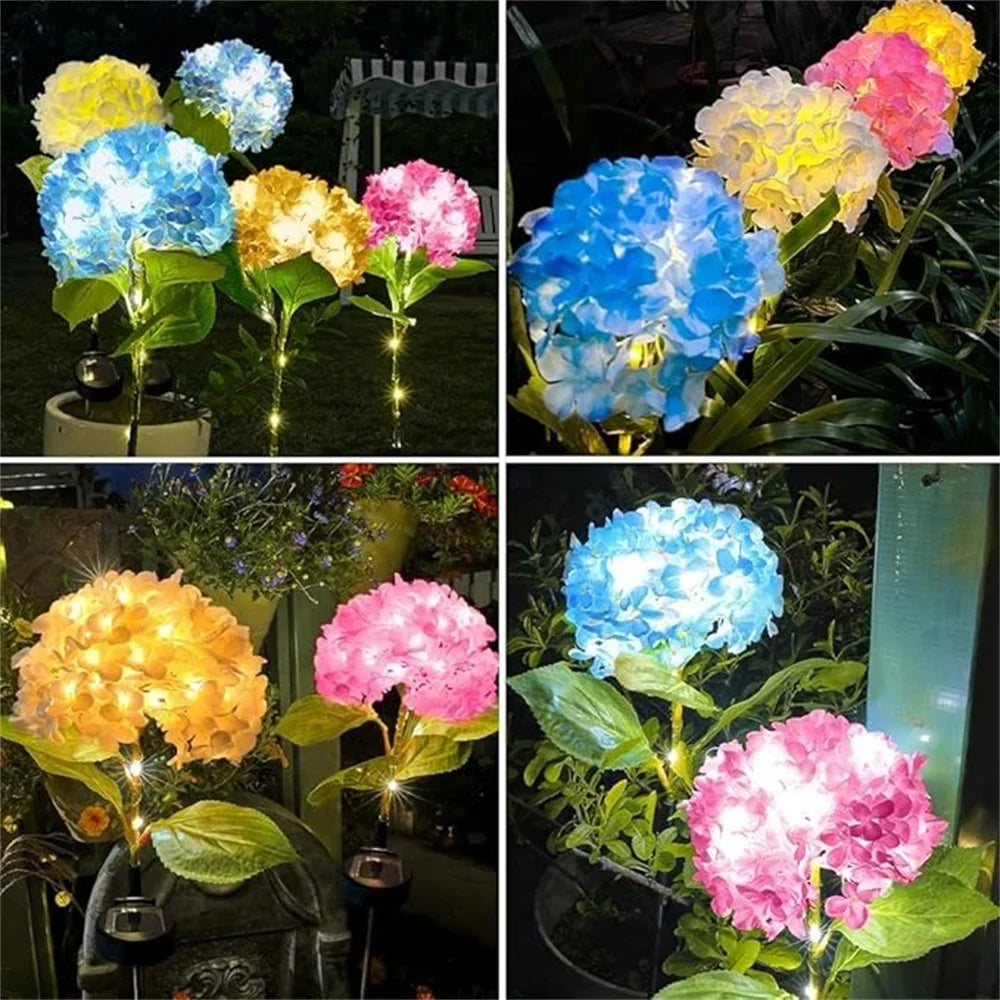 Floravelle Glow Solar Gartenleuchte Hortensie | LED Blumenstecker | IP65 Wasserdicht | Outdoor