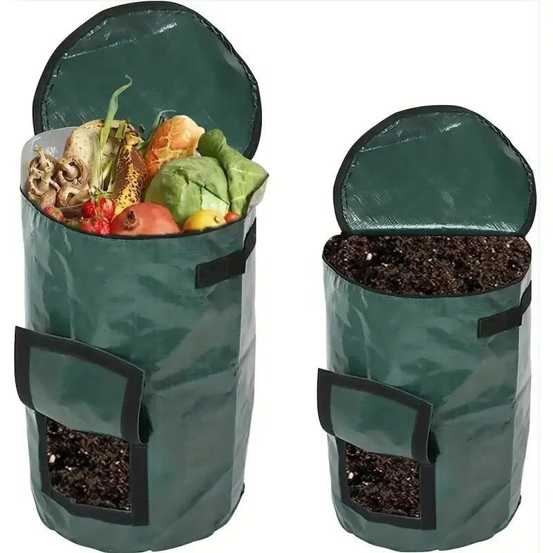 Gartenova | Kompostsack mit Reißverschlussdeckel & Tragegriffen | Wiederverwendbarer Gartenabfallsack | 129 L