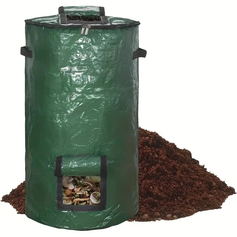 Gartenova | Kompostsack mit Reißverschlussdeckel & Tragegriffen | Wiederverwendbarer Gartenabfallsack | 129 L