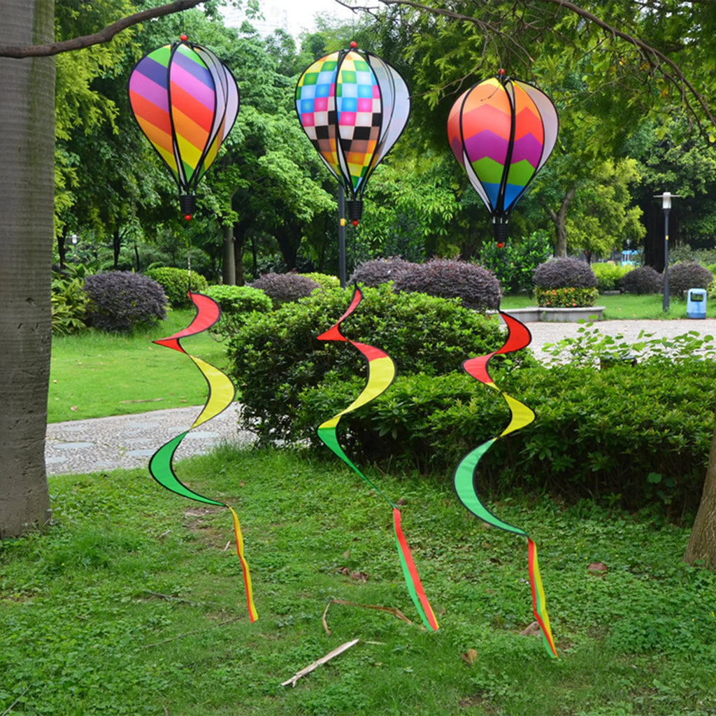 Ventoré Windspinner Heißluftballon 135 cm | Regenbogen Windspiel | Rotierend | Garten Deko Outdoor
