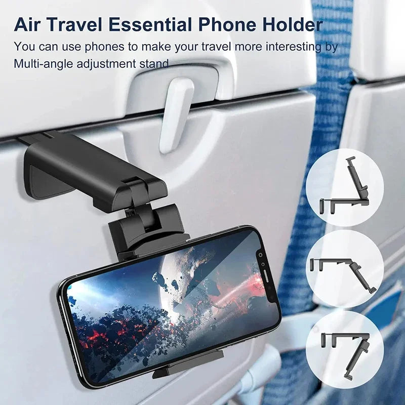 TravelFlex Handyhalterung | Faltbarer Smartphone-Halter mit Klemme | 360° Drehbar | Für Flugzeug & Reisen