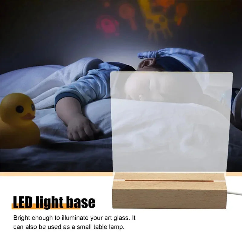 Artivida LED Holzsockel Nachtlicht | Rechteckig | USB betrieben | Acryl & Resin Display