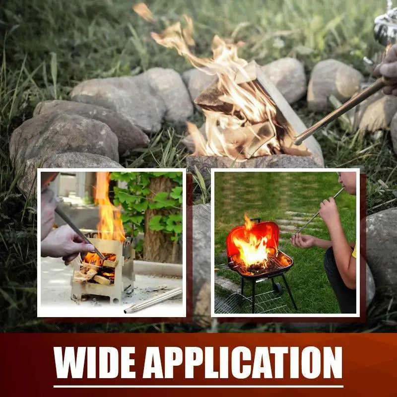 FireBlow Pro Camping Feuerblasrohr | Teleskopisches Feuer-Anblasrohr | Outdoor Blasrohr zum Entfachen von Feuer