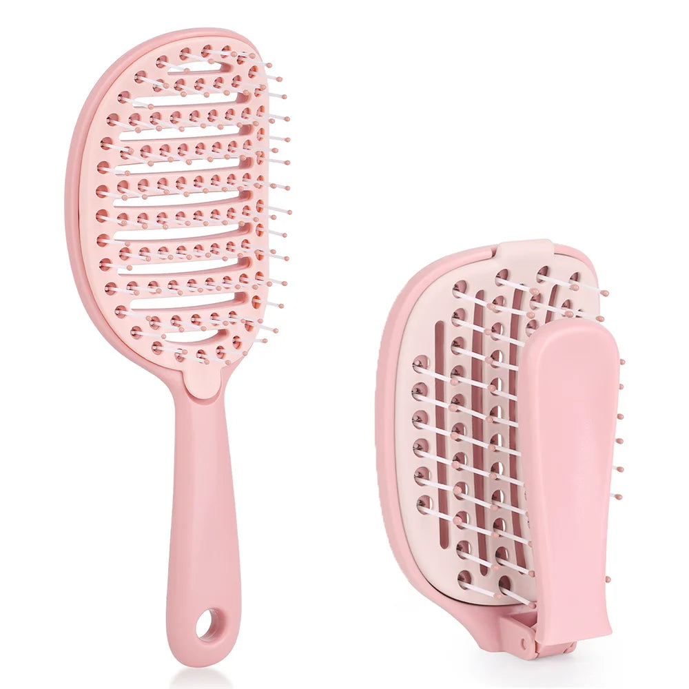 GlamBrush Selbstreinigende Haarbürste | Faltbar | Anti-Statik Massagekamm | Für Damen & Mädchen | Zuhause & Salon