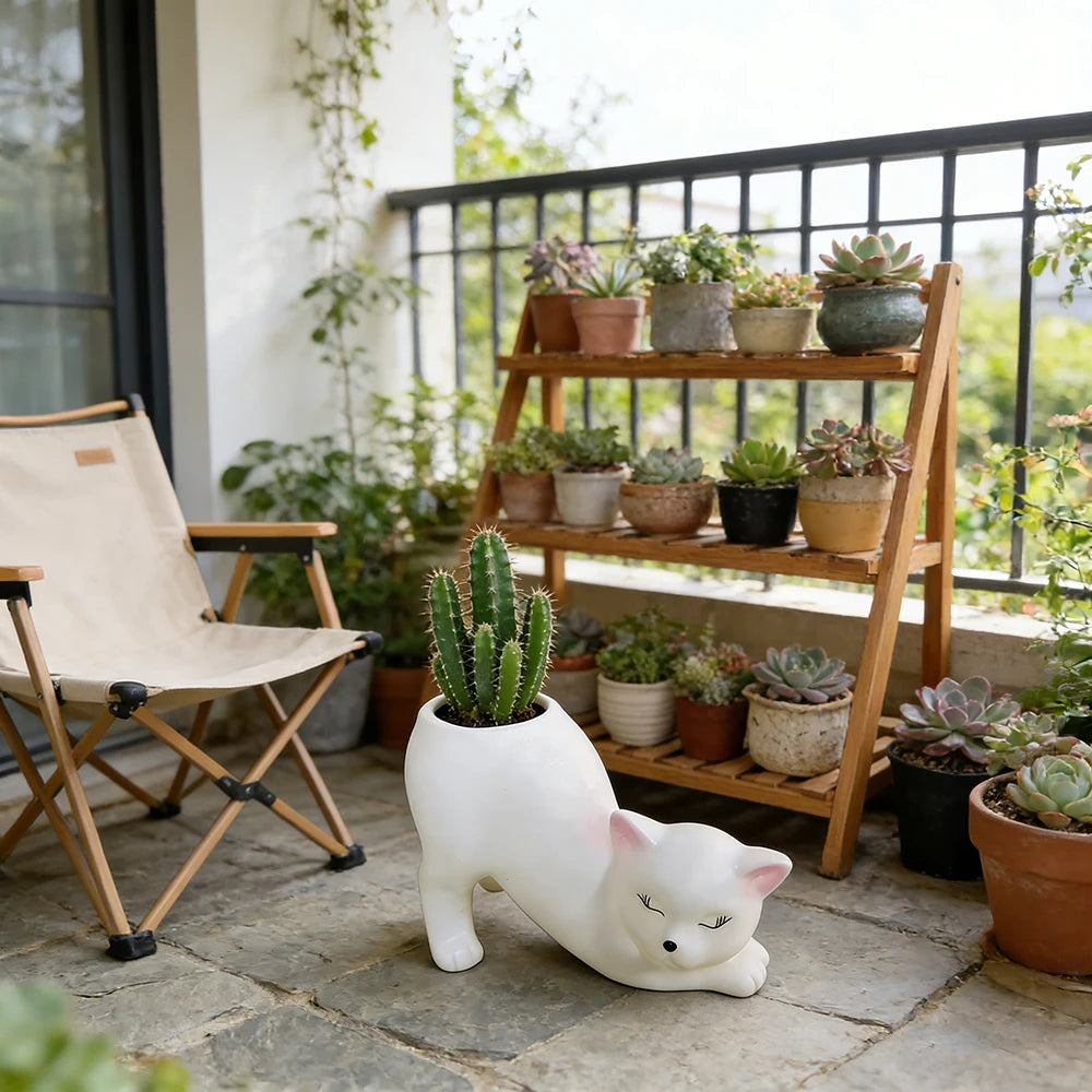 CatGarden Cartoon Katzen-Schwanz Blumentopf | Kreative Pflanzendeko | Sukkulenten & Kakteen für Garten, Balkon & Zuhause