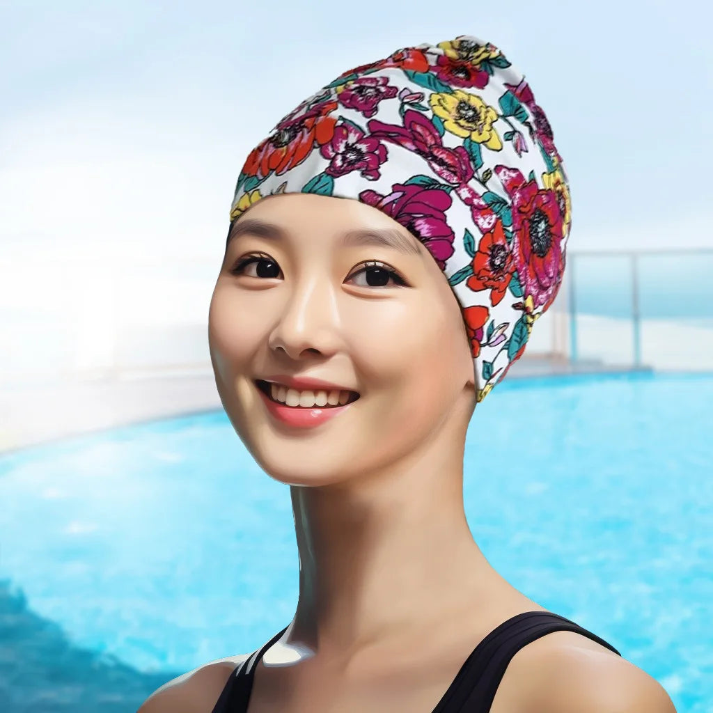 AquaLisse Damen Badehaube für lange Haare | Elastisch & Faltbar | Glattes Komfortdesign