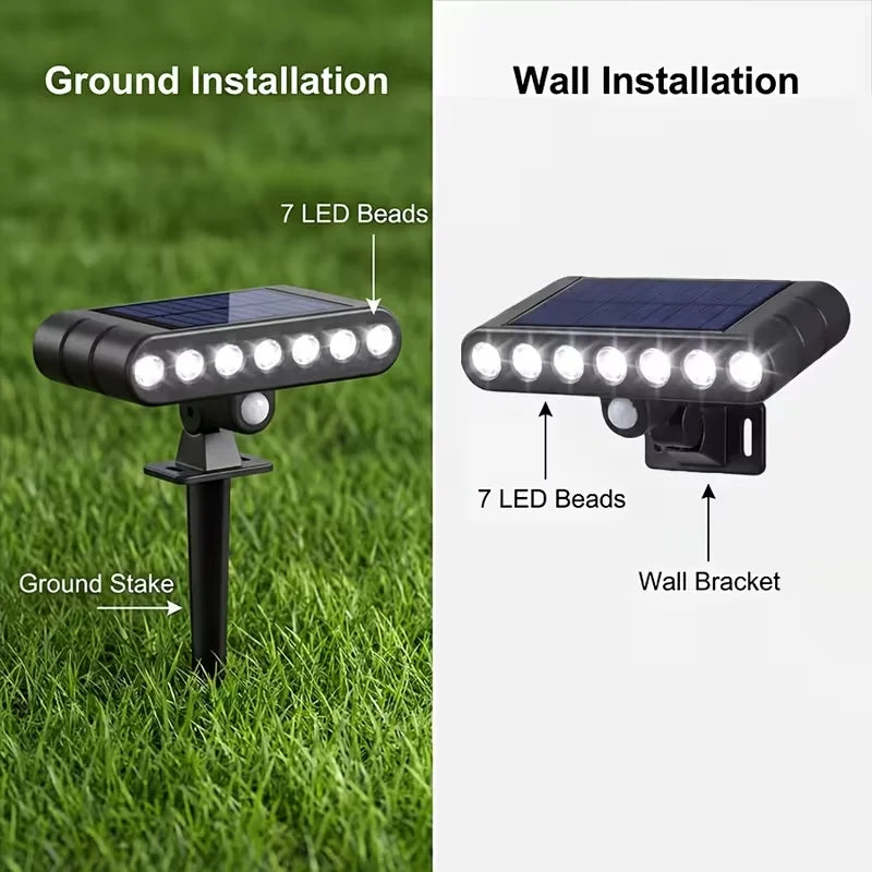 LumiVanta Solar-Gartenleuchte mit Bewegungsmelder | 7 LED | 3 Lichtmodi | Wetterfest