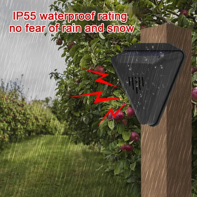 Guardavio | Solarbetriebener Tier- & Vogelvertreiber | Wasserdicht IP55 | 13 Abschreckungssounds | Für Garten und Obstbäume