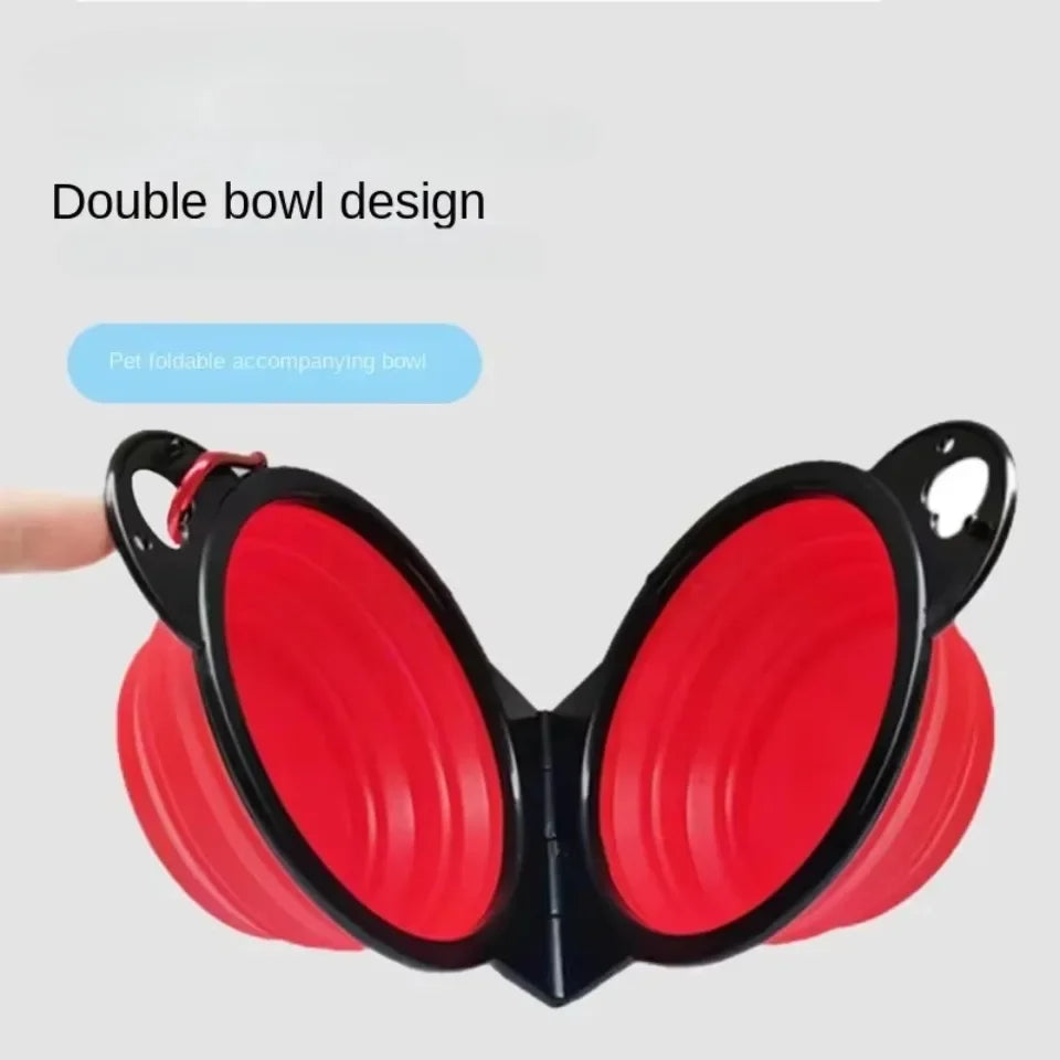 PawSip Duo Reise Napf für Hunde & Katzen | 2-in-1 Doppelnapf faltbar | Tragbar für Outdoor | Wasser & Futter