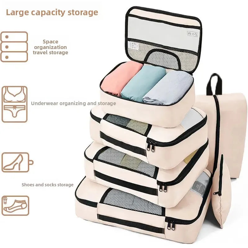 PackEase Reise Organizer Set 8-teilig | Wasserdicht | Oxford Stoff | Koffer Ordnungssystem