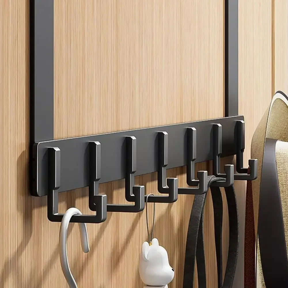 Hangiva Türhaken Organizer | 6 Haken | Aluminium Türgarderobe | Ohne Bohren | Für Türen 4,1–4,5 cm