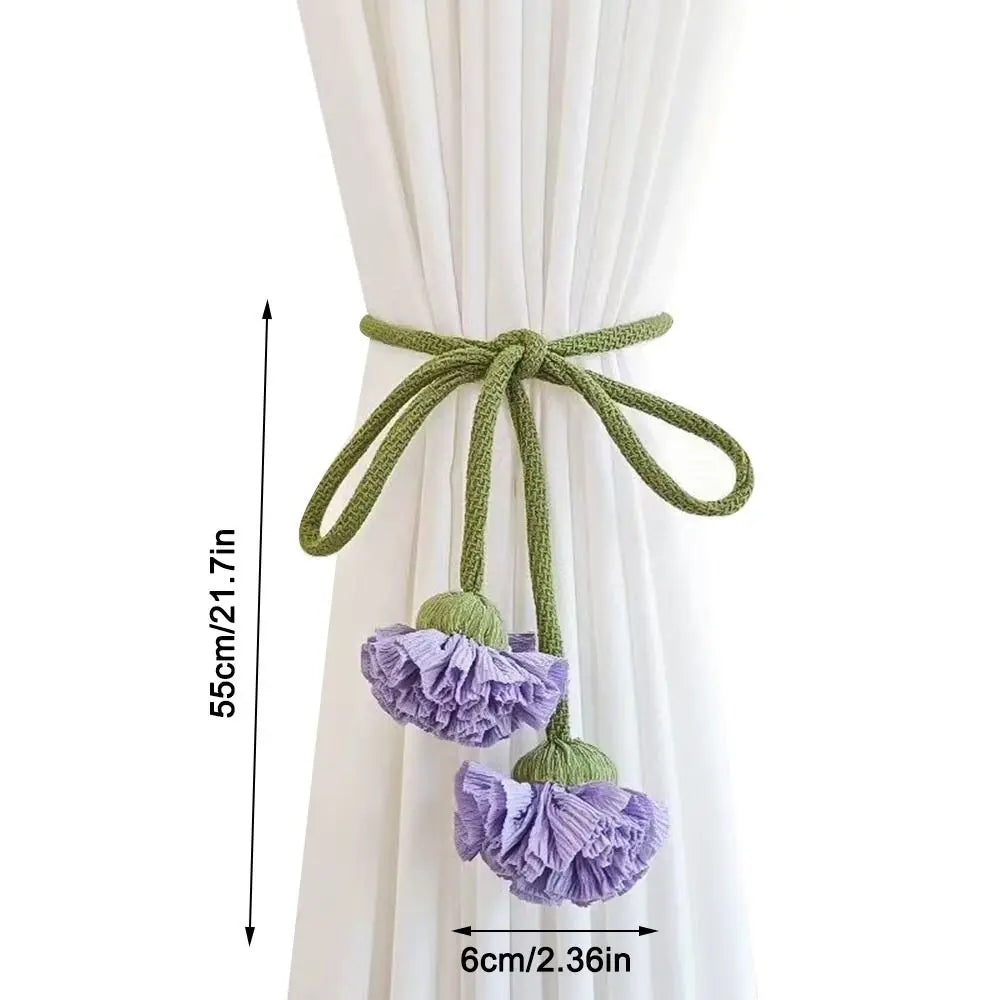 Blumina Vorhanghalter in Blumenform | Elastische Vorhangraffhalter ohne Bohren | Dekorative Fensterhalterung für Kinderzimmer & Wohnräume
