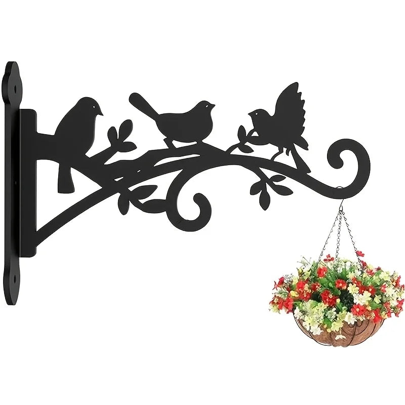 Floravia | Wandhalter für Blumenampeln mit Vogel- & Blattdesign | Metall-Pflanzenhaken für Garten und Balkon