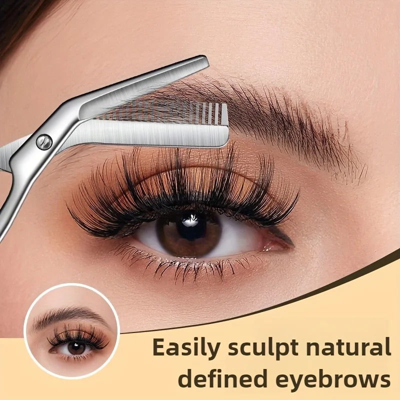 BrowGuard Augenbrauen-Schere | Edelstahl Präzision | Sicherheitskamm | Hypoallergen | Ergonomisch | Für sauberes Brow-Shaping