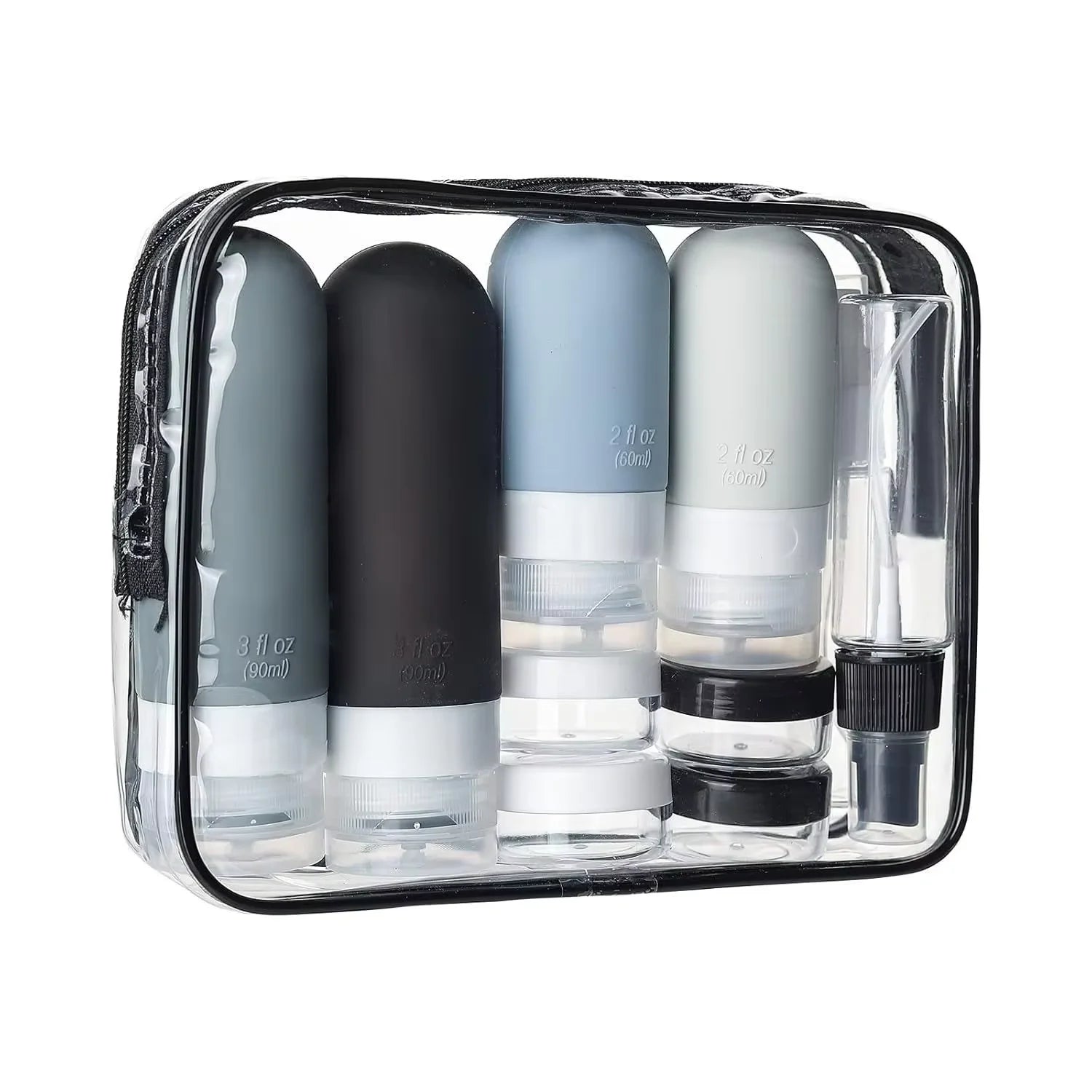 Travelloa Reiseflaschen-Set | 16-teilig | Auslaufsichere Silikonbehälter | TSA-konform