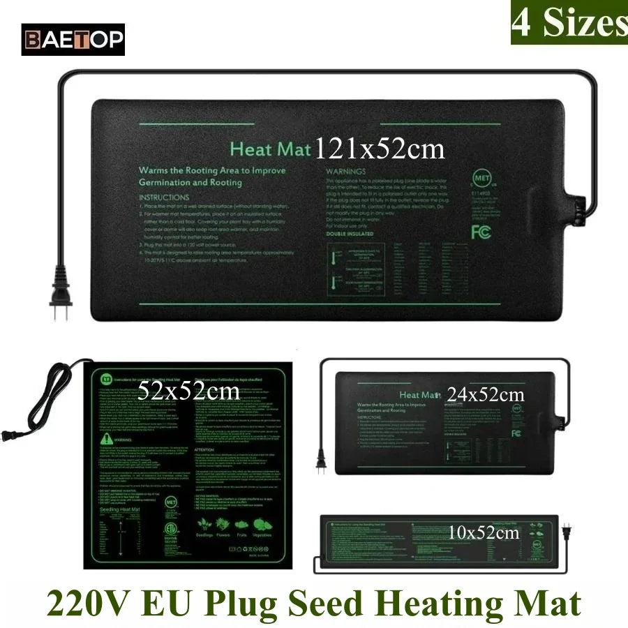GrowWarm Hydroponische Heizmatte für Sämlinge | 220V EU-Stecker | 4 Größen | Wasserdicht & Energiesparend
