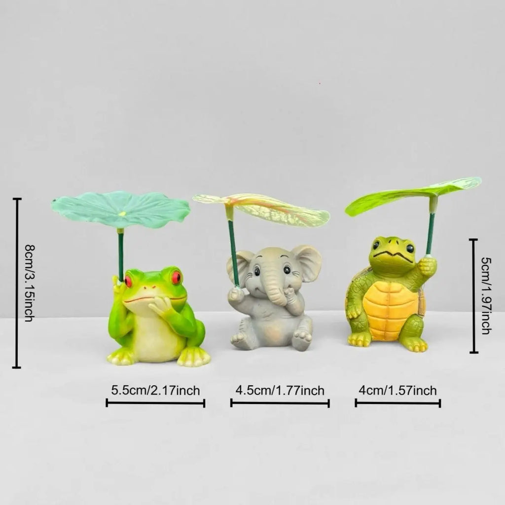 Animara Garden Tierische Blumentopf Deko | Resin Figuren mit Schirm | Garten & Balkon