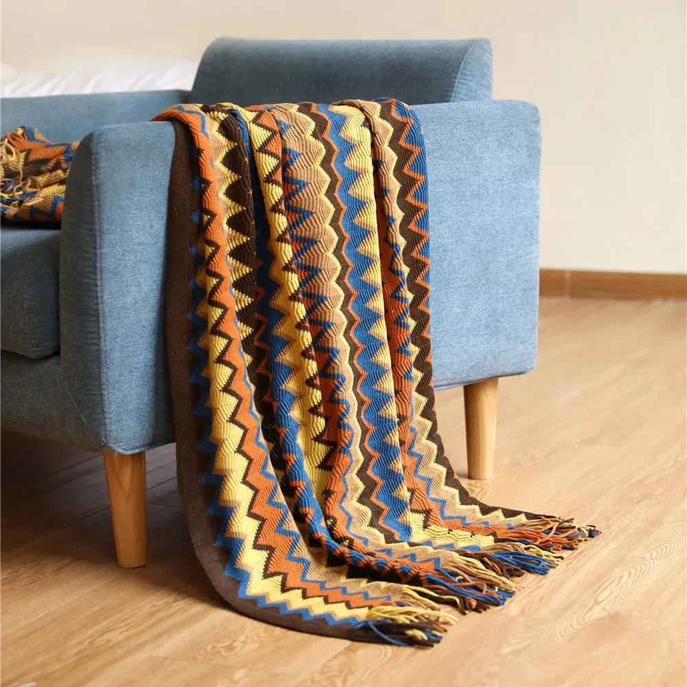CasaLoom | Boho Throw with Tassels | Rust Red | Soft & Lightweight