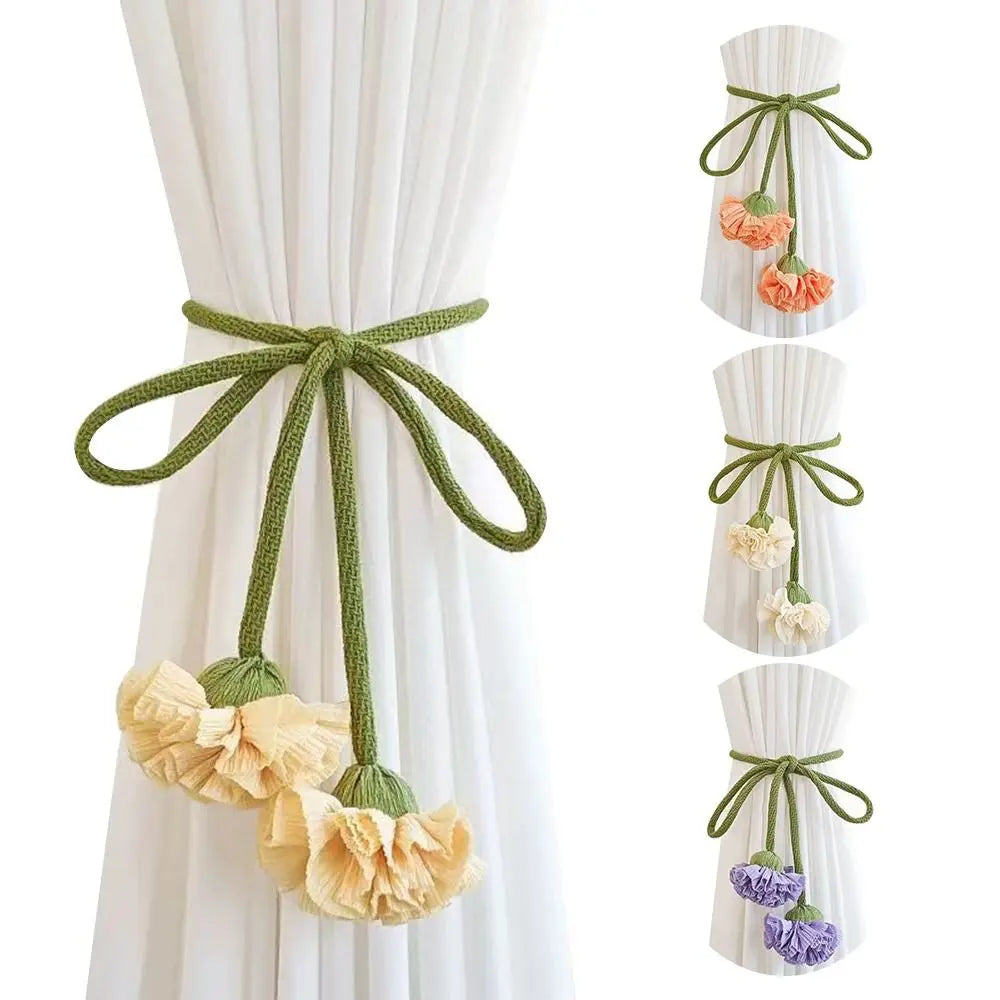 Blumina Vorhanghalter in Blumenform | Elastische Vorhangraffhalter ohne Bohren | Dekorative Fensterhalterung für Kinderzimmer & Wohnräume