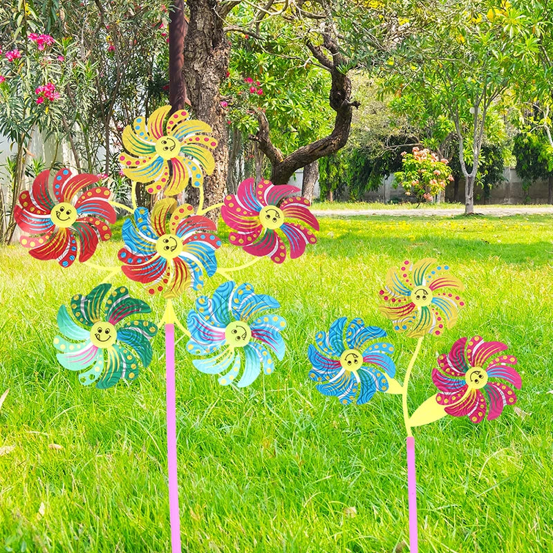 Windoria | Bunte 3D-Windmühle für Garten & Balkon | Farbiger Windspinner mit 15 cm Durchmesser