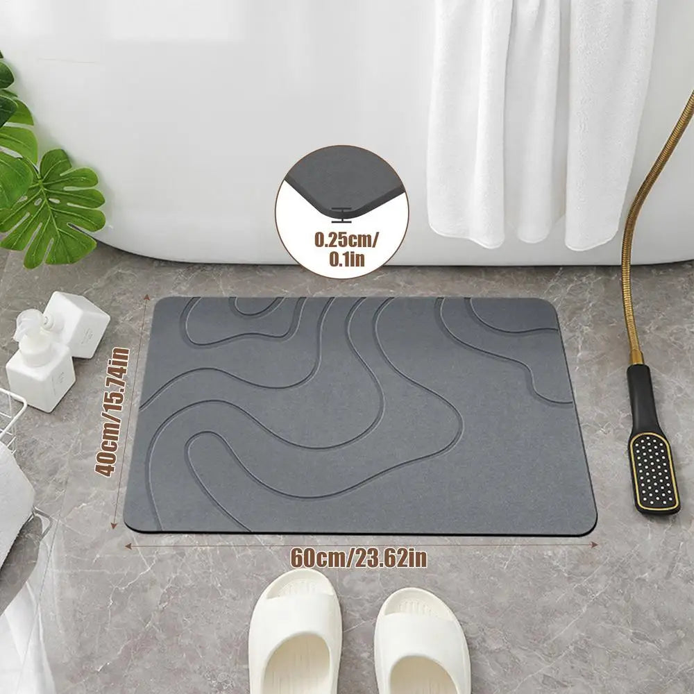 Drysera Bath Mat | Stone Look Bath Mat | Quick Drying & Non-Slip | 40 × 60 cm | Diatomite & Rubber